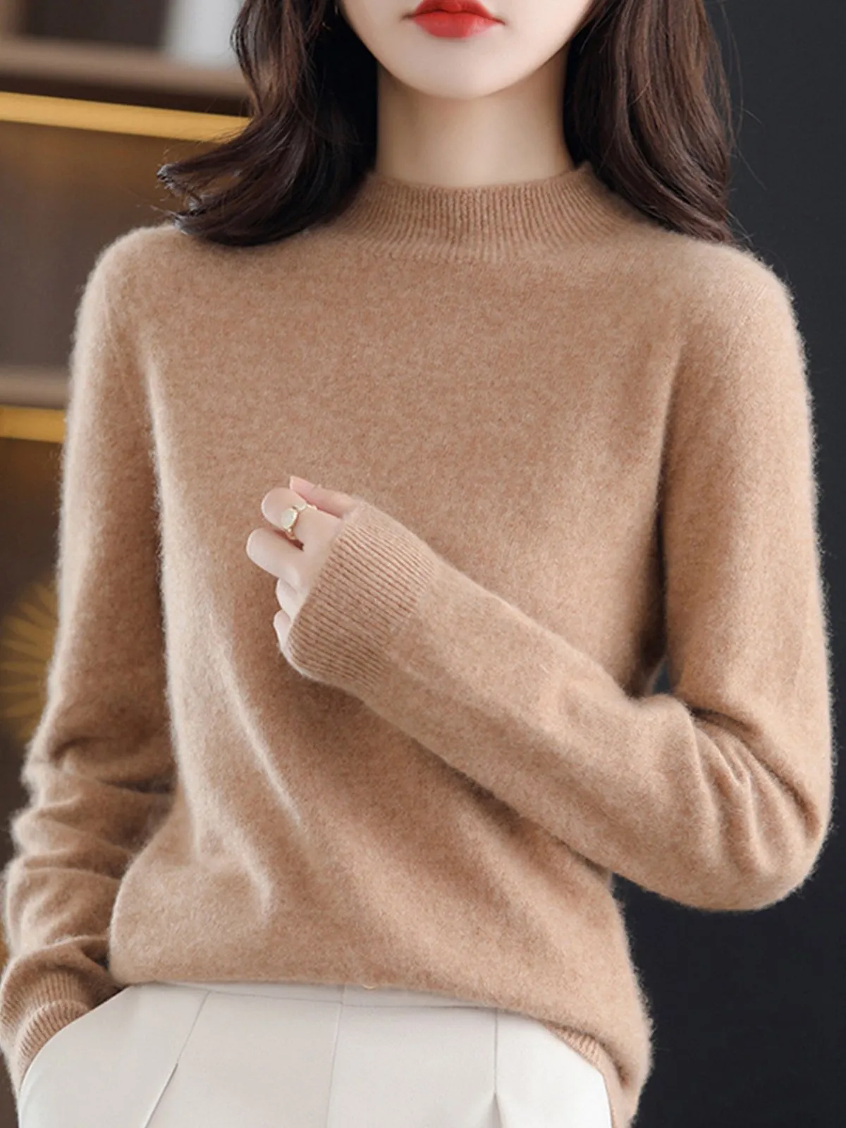 100% Merino Wool Mock Neck Sweater