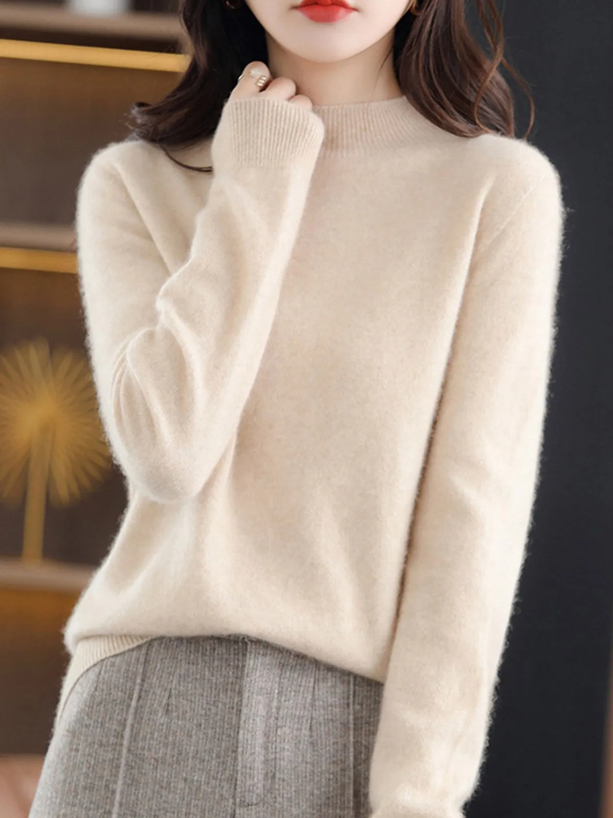 100% Merino Wool Mock Neck Sweater