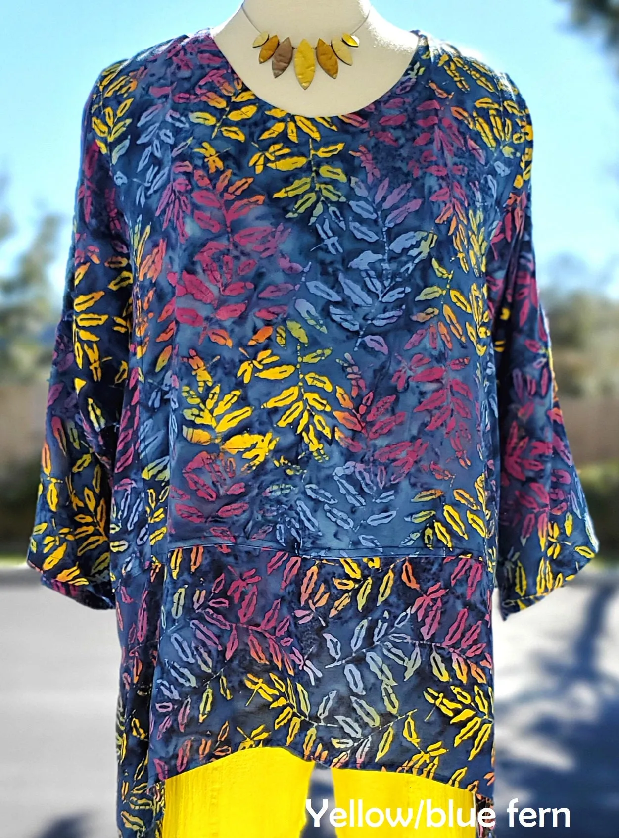 1012 3/4 Sleeve Batik Artisan Made Top Dye Resistant  Process- One of a Kind Tops Sale