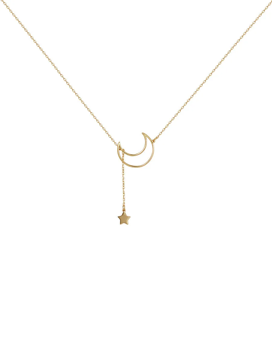 1pc Gold Plated Layered Moon Necklace