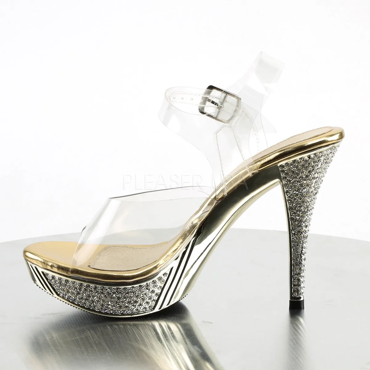 4 Inch Heel ELEGANT-408 Gold Chrome