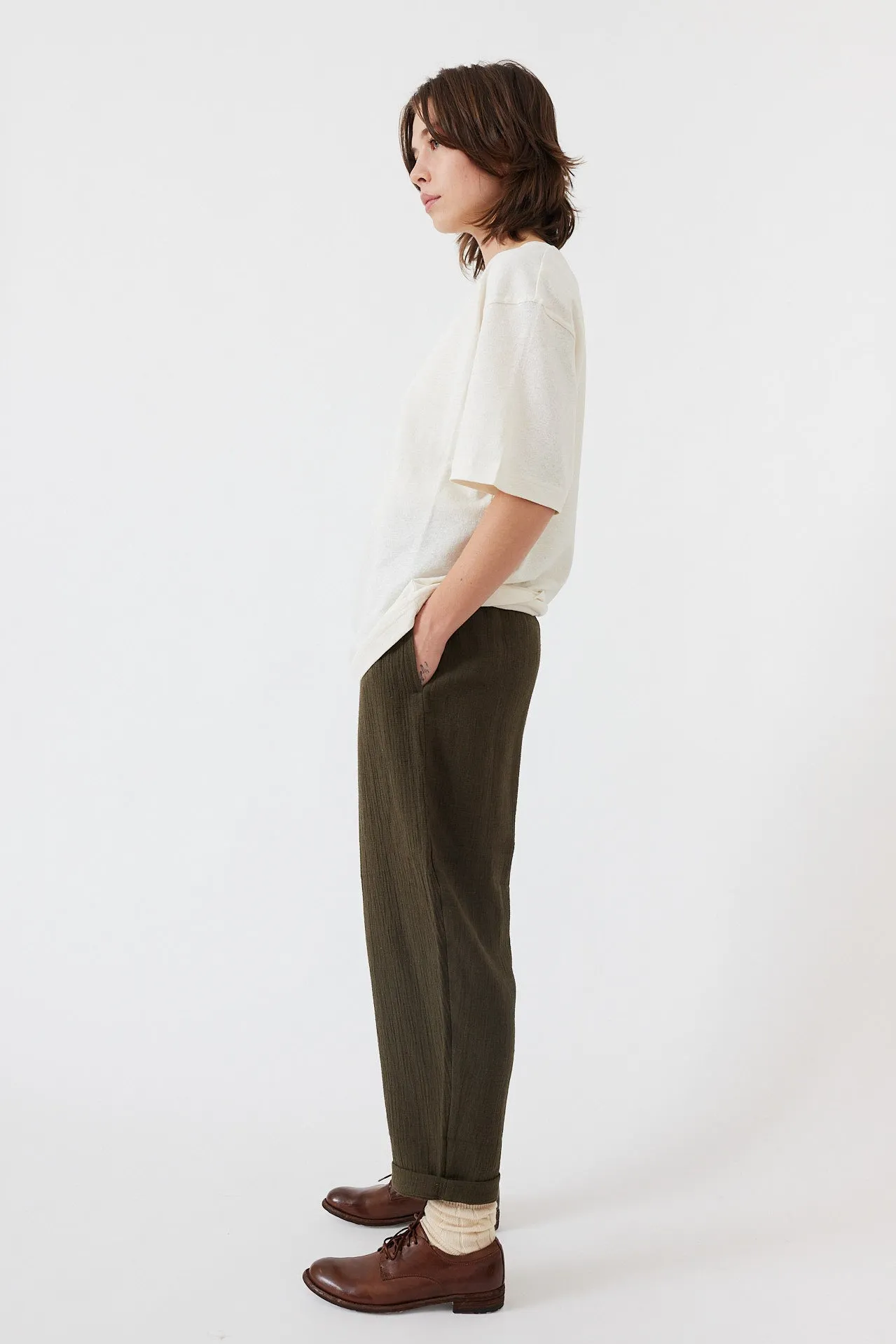 7115 by Szeki - Signature Elastic Pull-Up Trouser - Gauze Edition