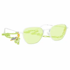 Alessandra Rich Ladies Rectangular Green Sunglasses AR1C8SUN