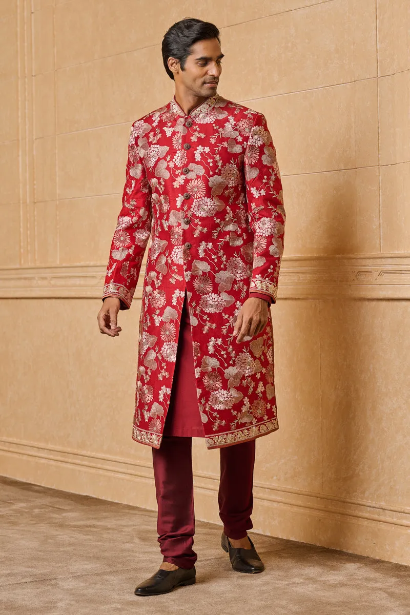 All Over Dori Embroidered Sherwani in Floral Motifs