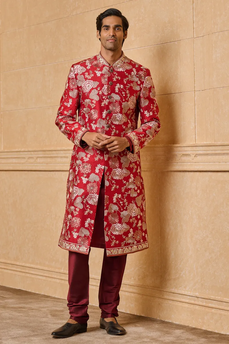 All Over Dori Embroidered Sherwani in Floral Motifs