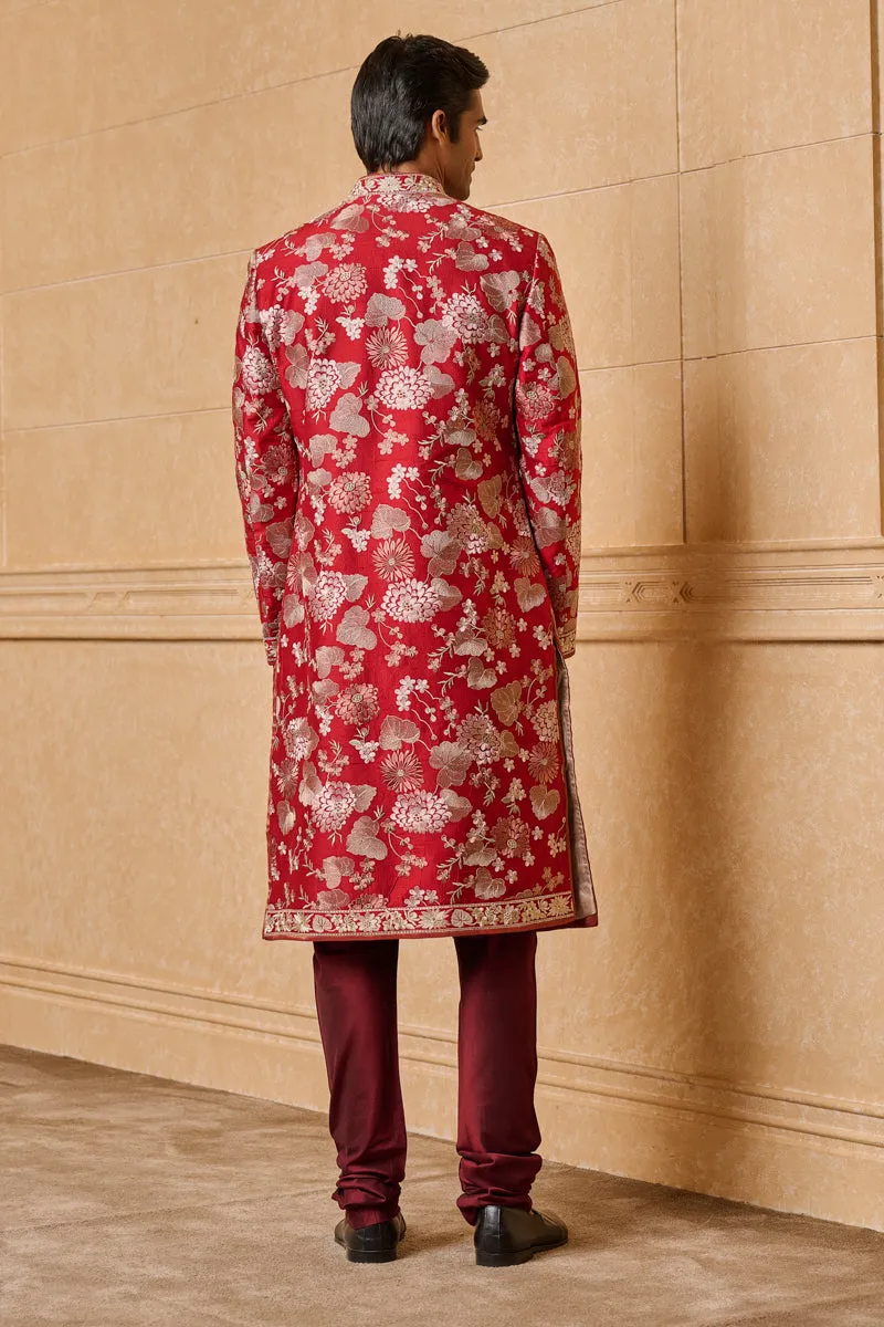 All Over Dori Embroidered Sherwani in Floral Motifs