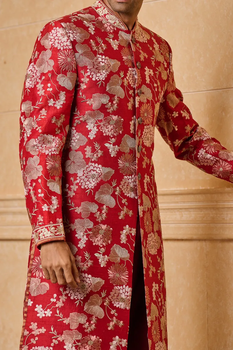 All Over Dori Embroidered Sherwani in Floral Motifs