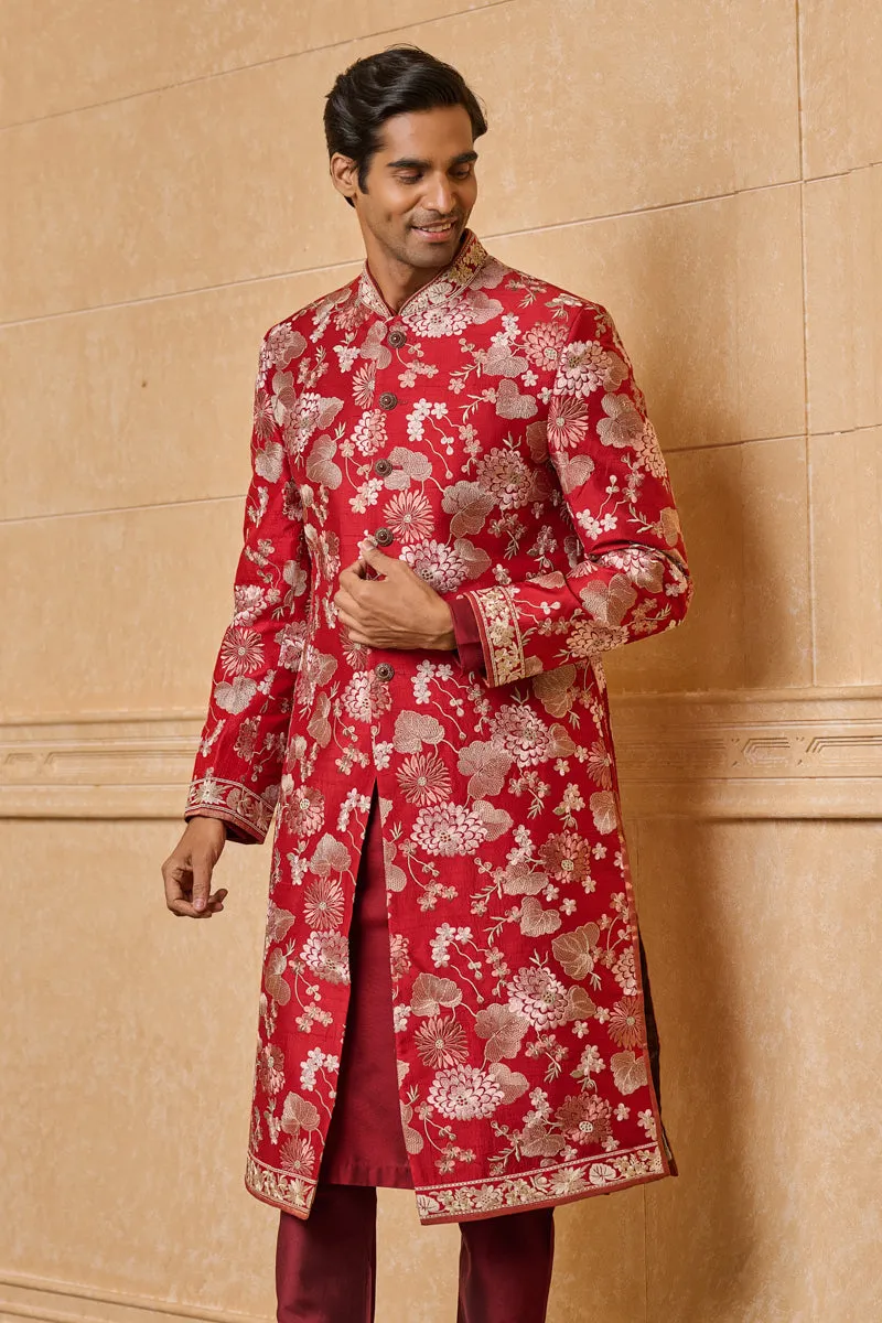 All Over Dori Embroidered Sherwani in Floral Motifs