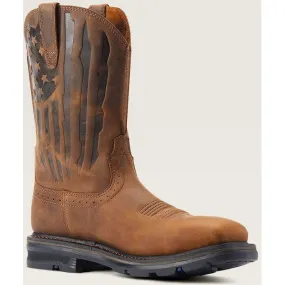 Ariat Men's Sierra Shock Shield Patriot ST Western Work Boot -Brown- 10044426