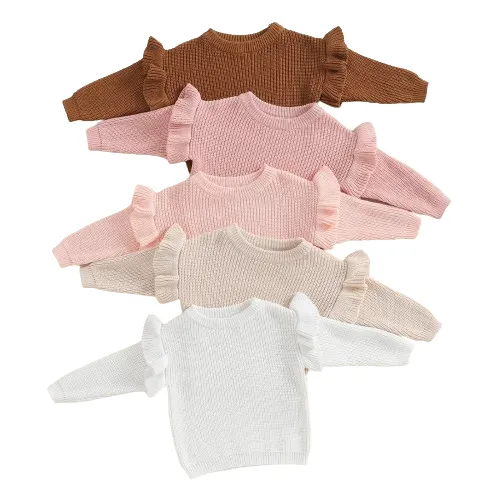 Baby/Toddler Girls (to 3T) Ruffle Sleeve Autumn Sweater 4 Colors