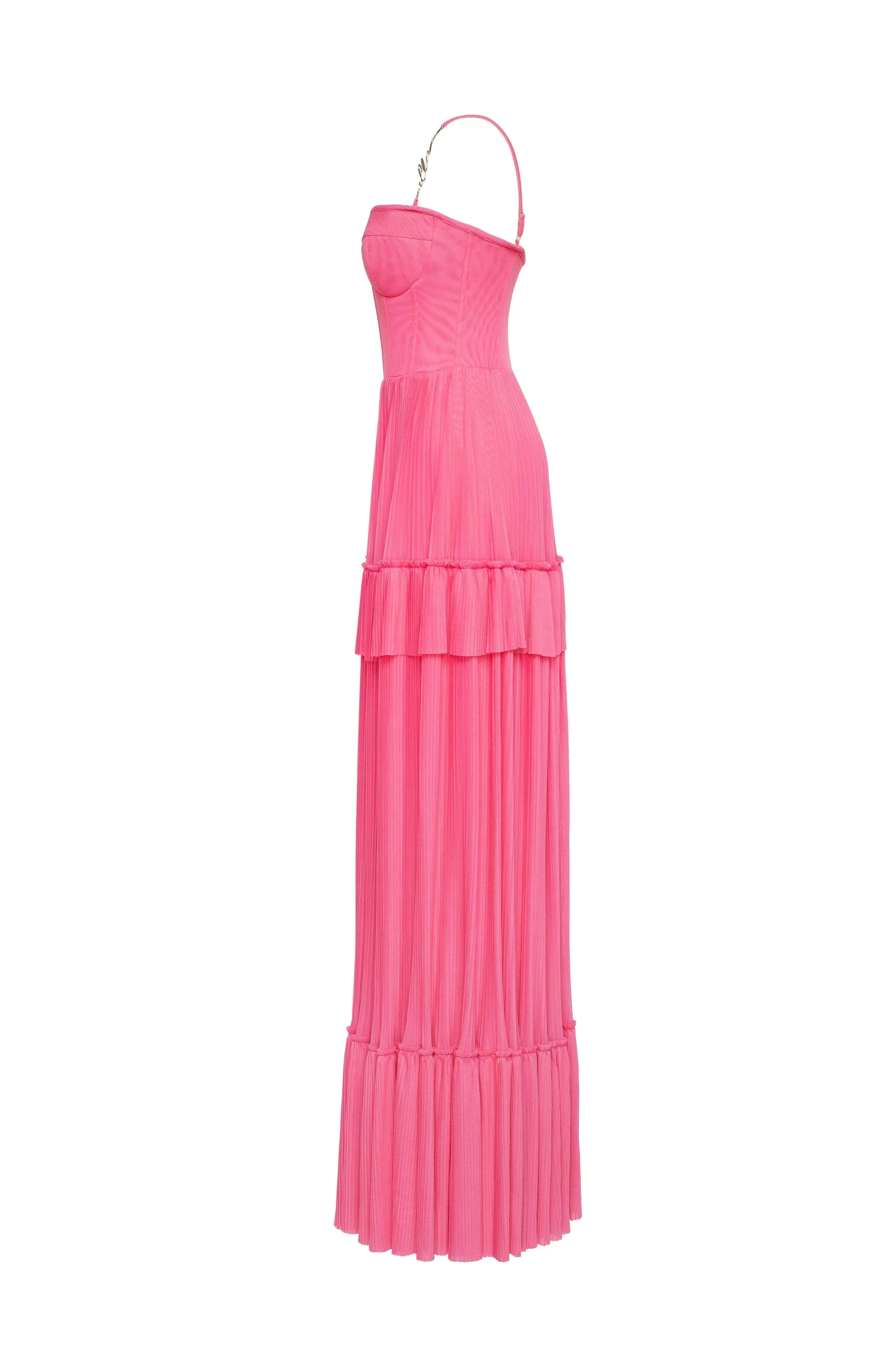 Barbie pink spaghetti strap pleated maxi dress, Garden of Eden