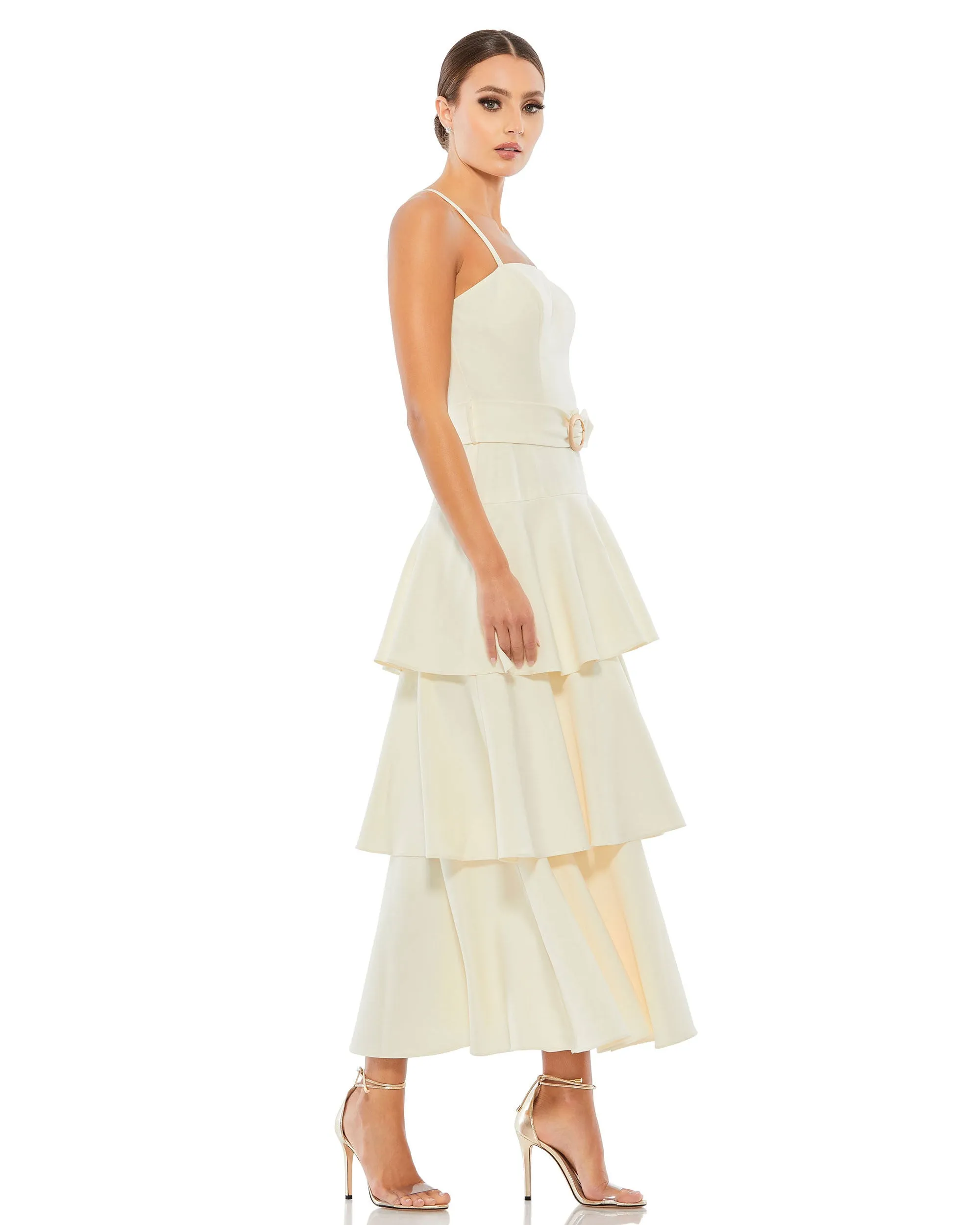 Belted Tiered Ruffle Sleeveless Midi Dress - FINAL SALE