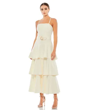 Belted Tiered Ruffle Sleeveless Midi Dress - FINAL SALE