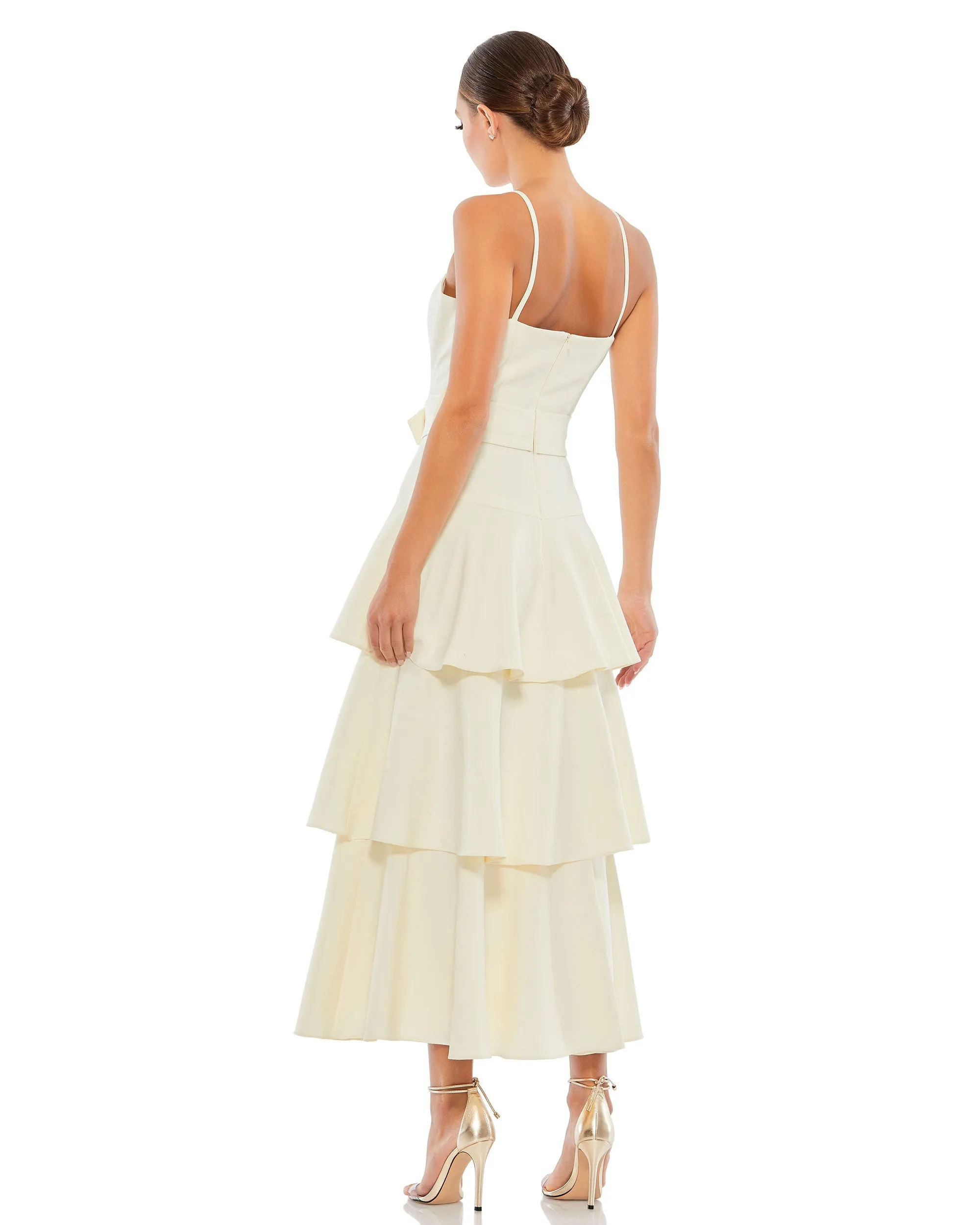 Belted Tiered Ruffle Sleeveless Midi Dress - FINAL SALE