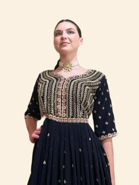 Black Elegant Anarkali With Heavy Embroidery - Clearance