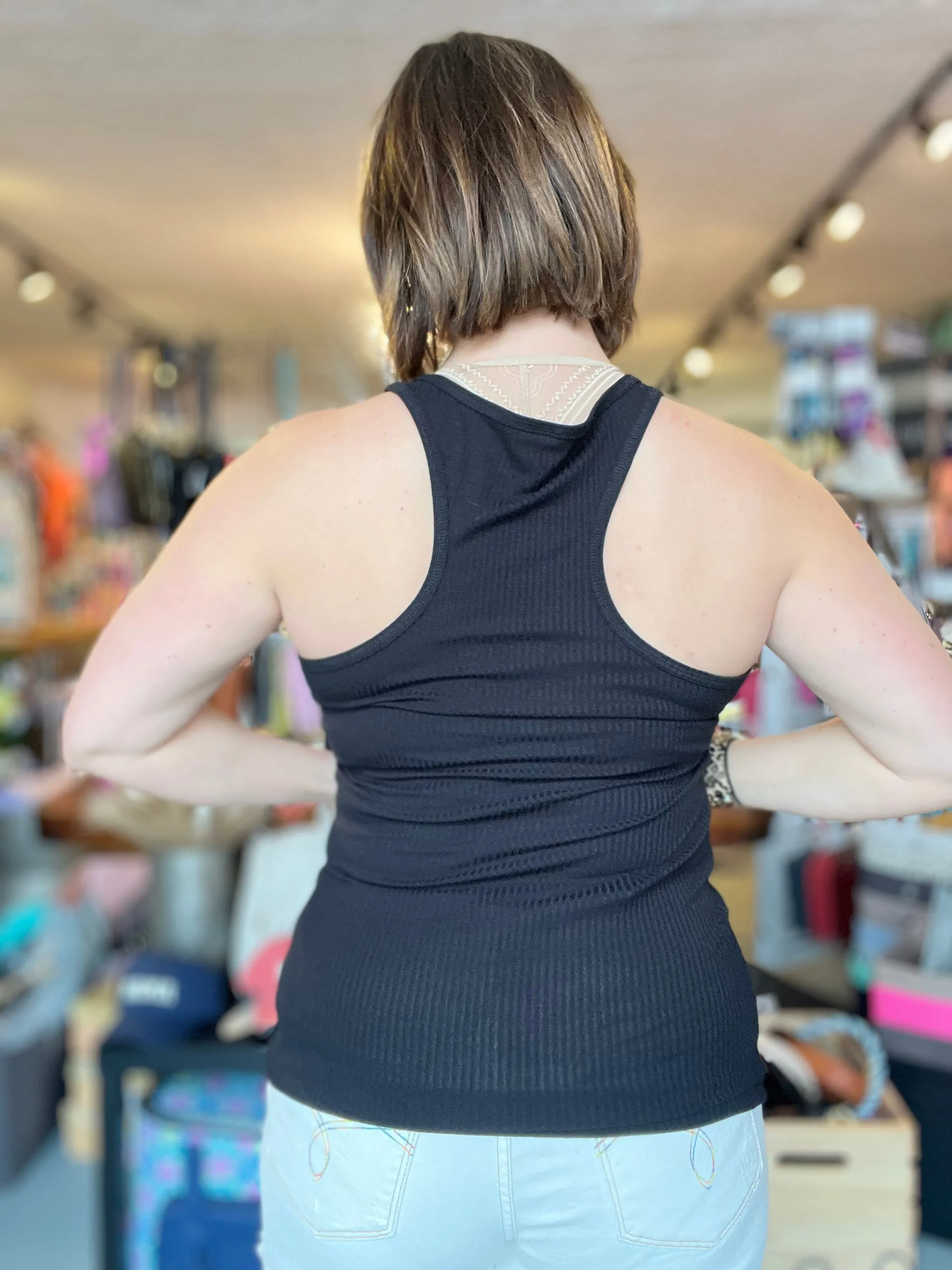 Black Racerback Ribbed Tank