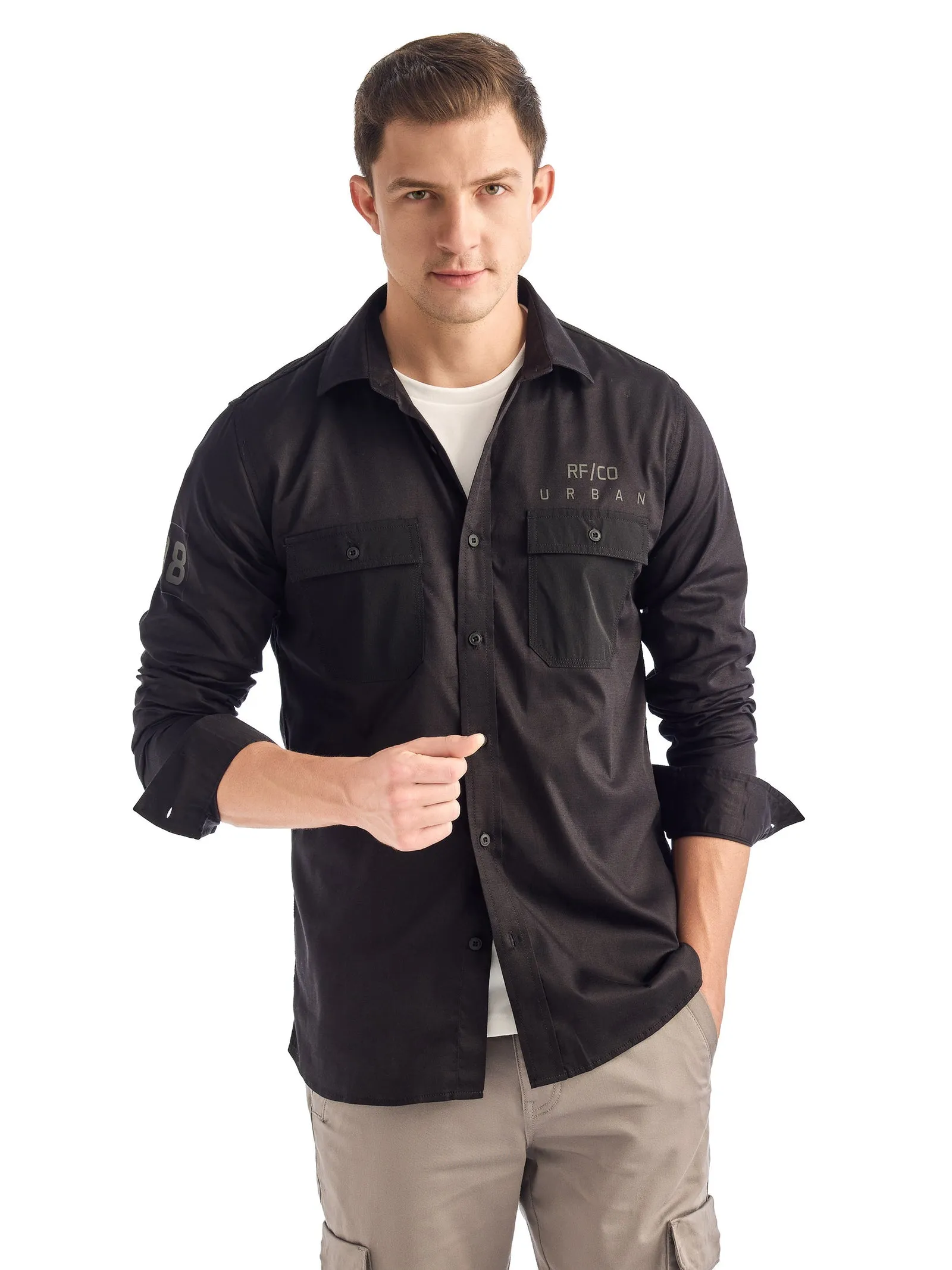 Black Solid Urban Shirt