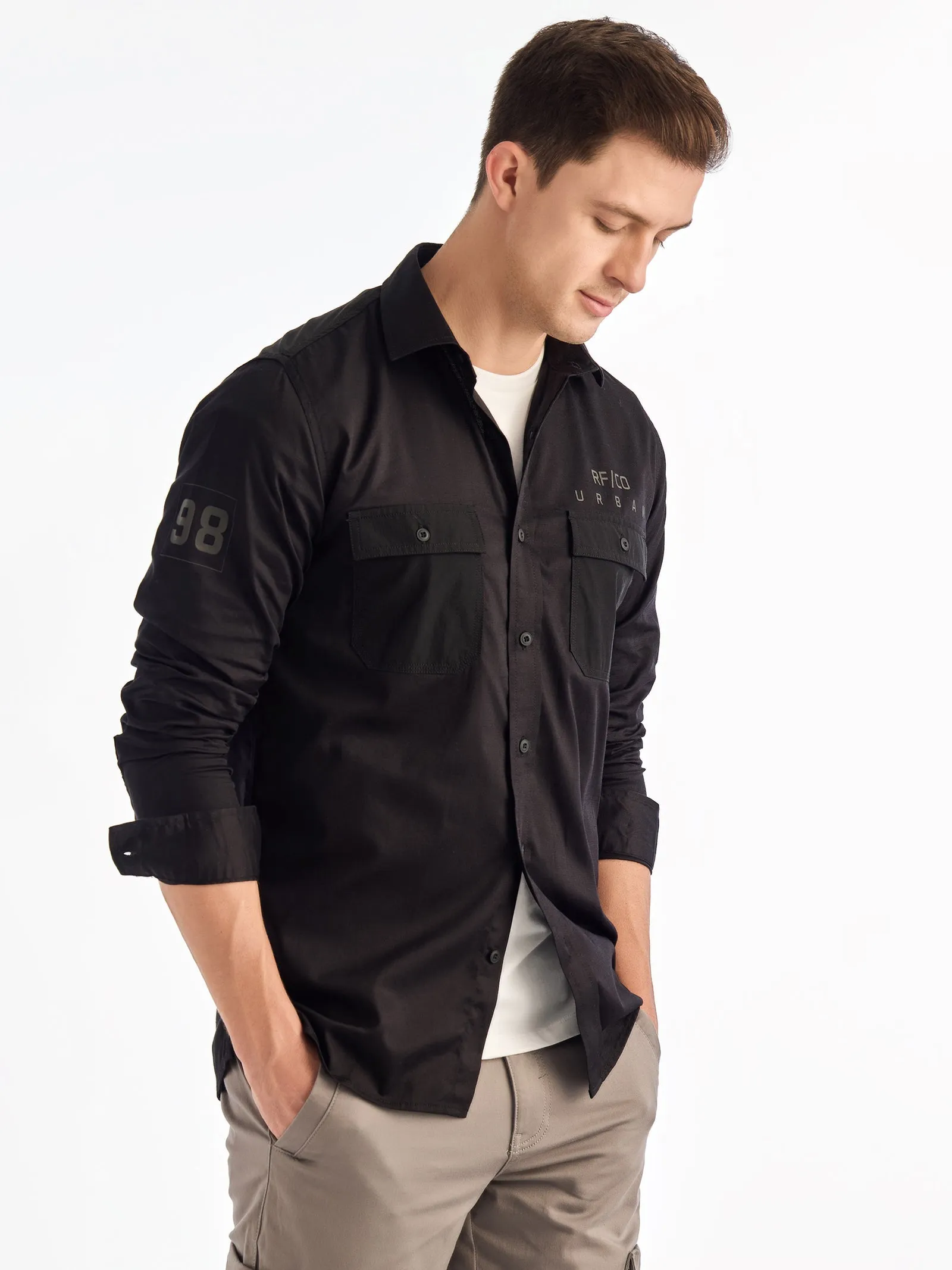 Black Solid Urban Shirt