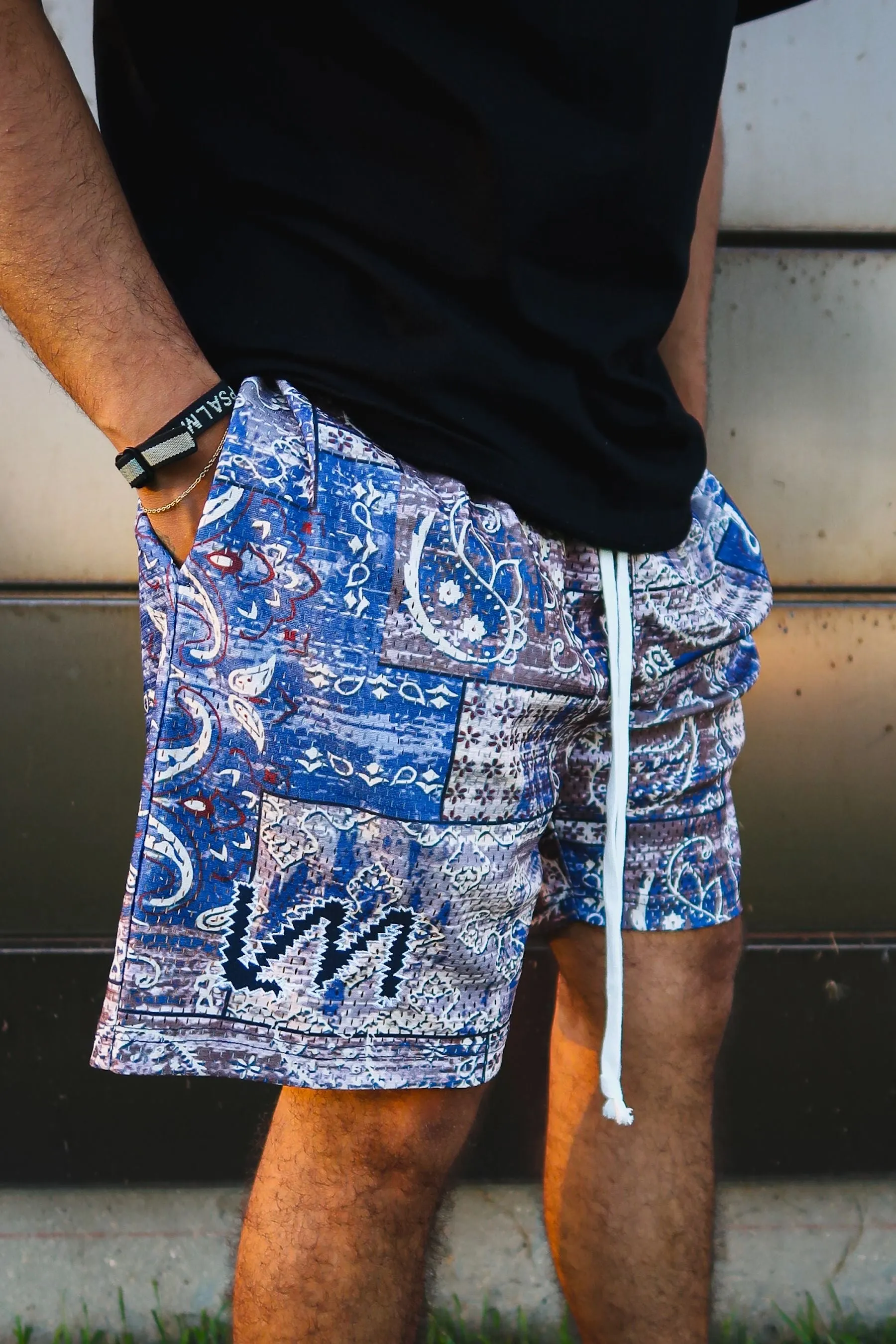 Blue Paisley Shorts