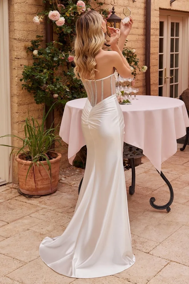 Brides Court | Embellished Satin Corset Gown | LaDivine CDS423W