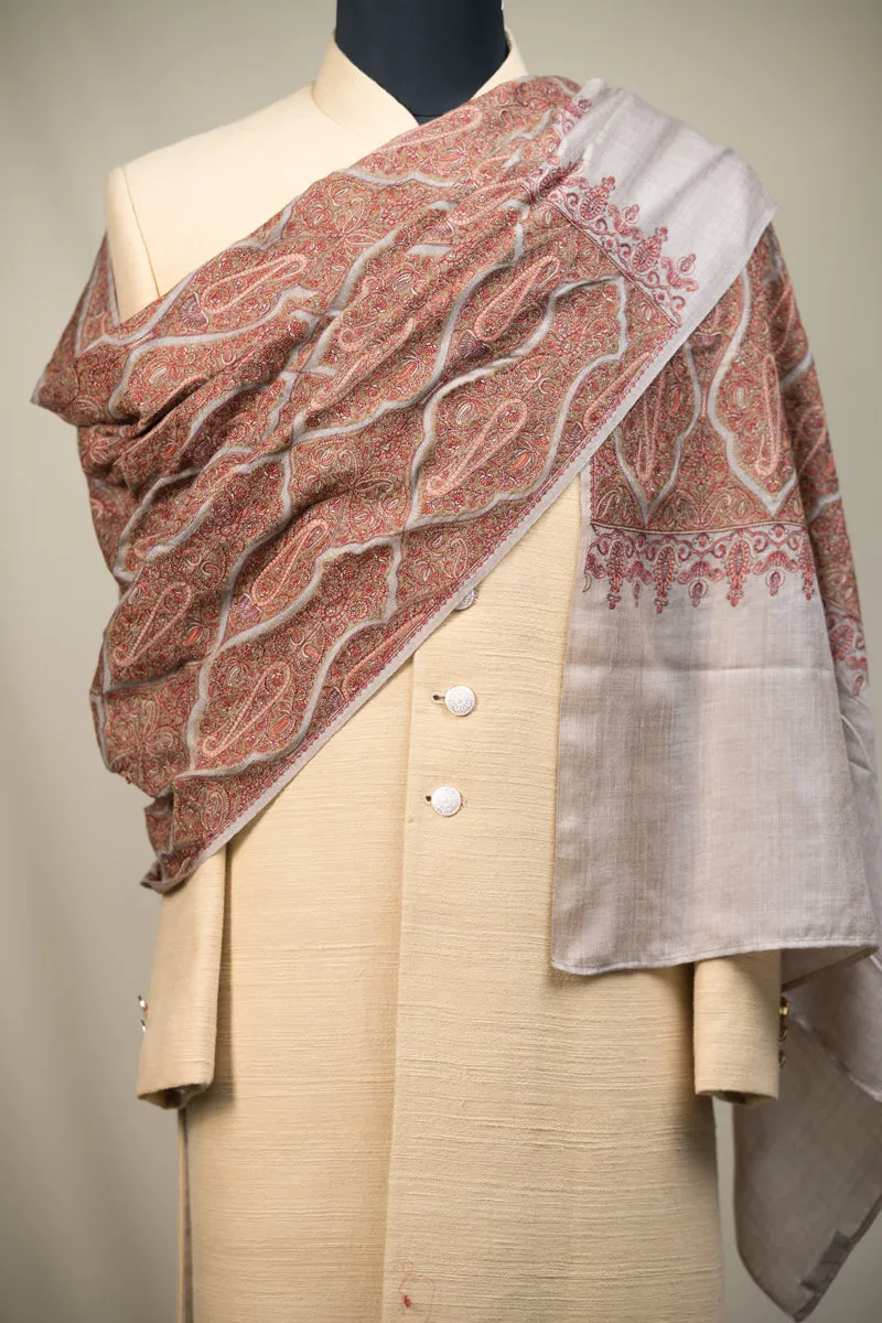 Brown Lattice Pattern Stole