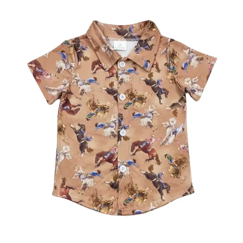 Button Down Horse Cowboy Western Shirt - Kids Clothes