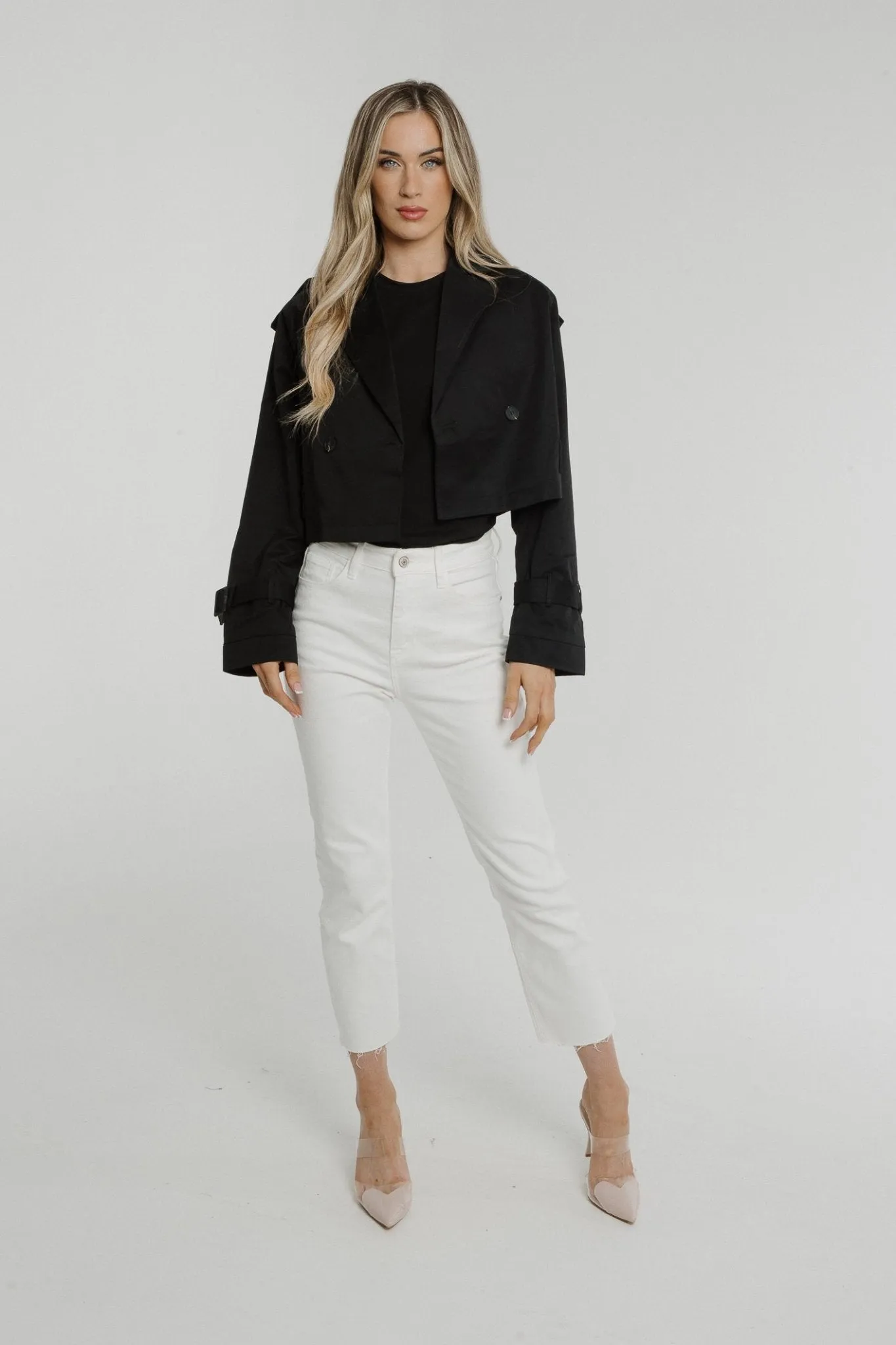 Caitlyn Belted Crop Jacket In Black