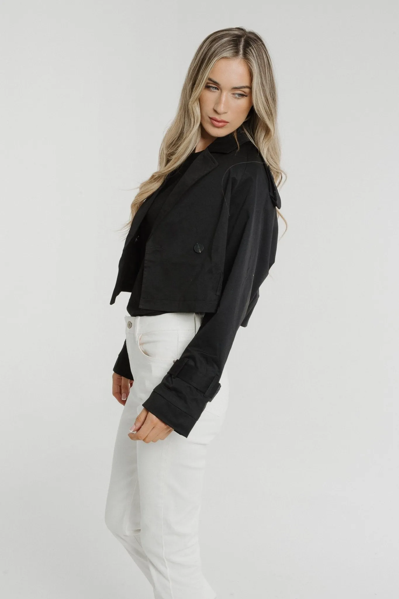 Caitlyn Belted Crop Jacket In Black