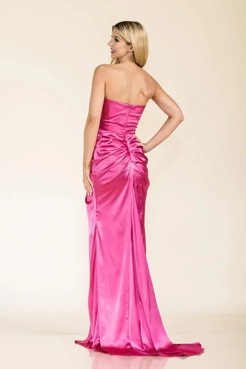 Caldrice | Ruched Fitted Satin Gown | PRIMA Dress SA502422