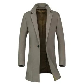 Casual Wear Woolen Overcoat Khaki