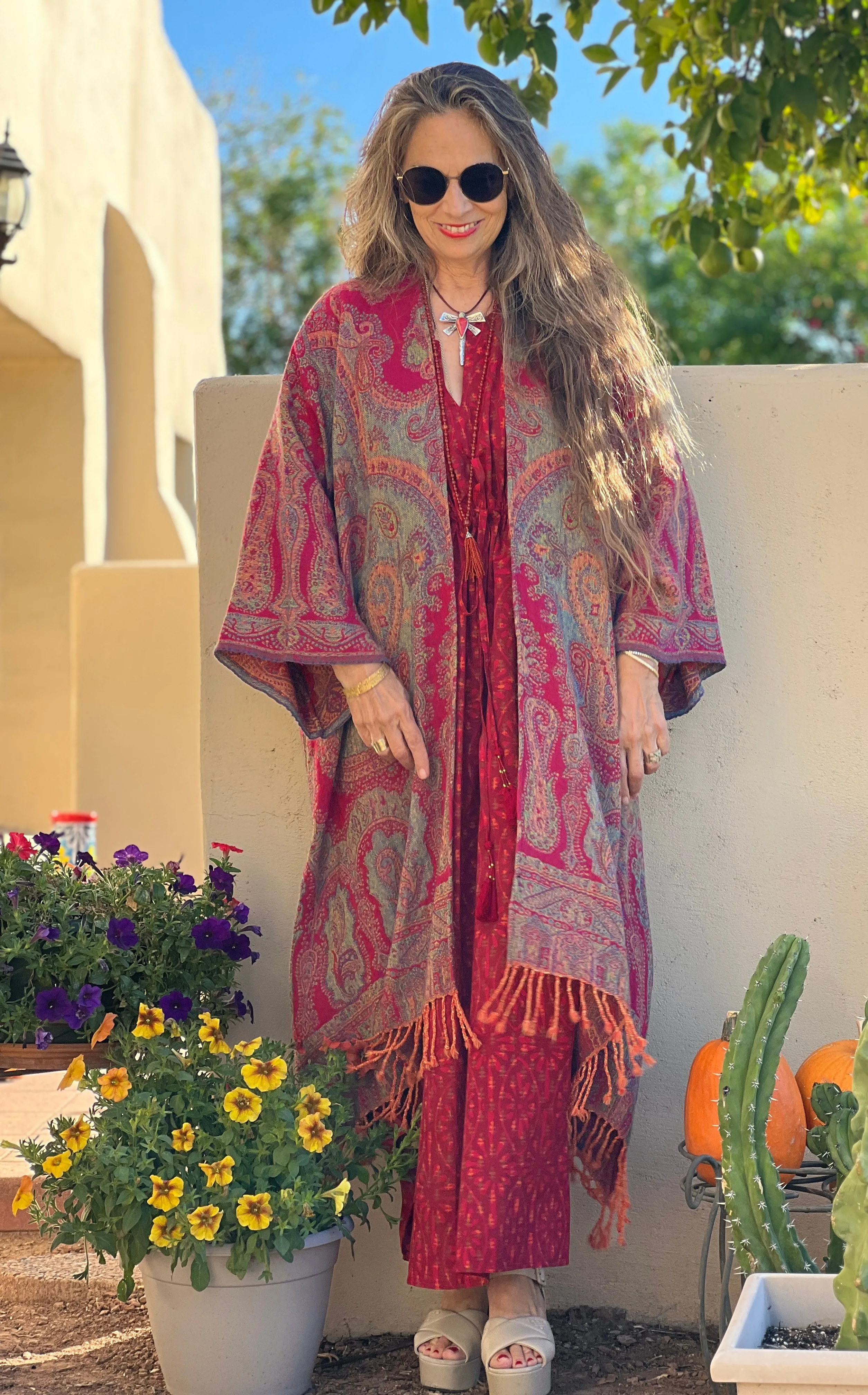 Celesia Paisley Boiled Wool Kimono Coat