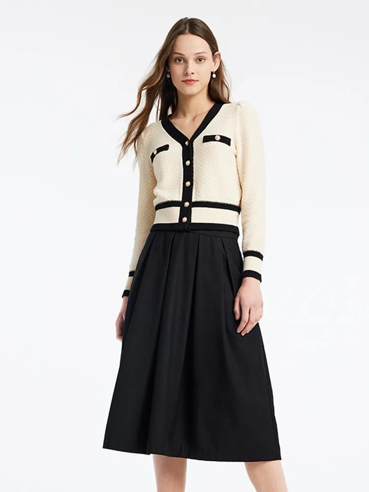 Classic Jacquard Cardigan And Skirt Two-Piece Set