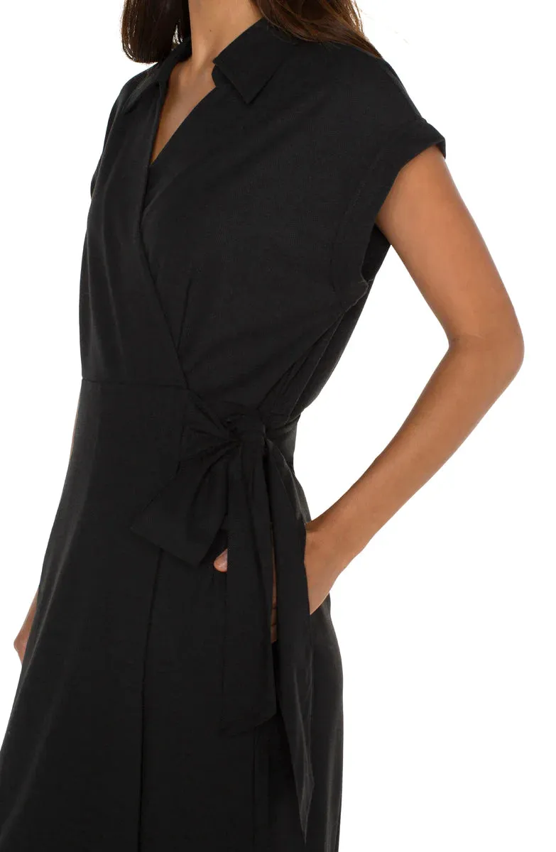 COLLARED WRAP DRESS