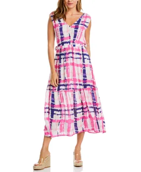 Criss Cross Print V-neck Maxi Dress