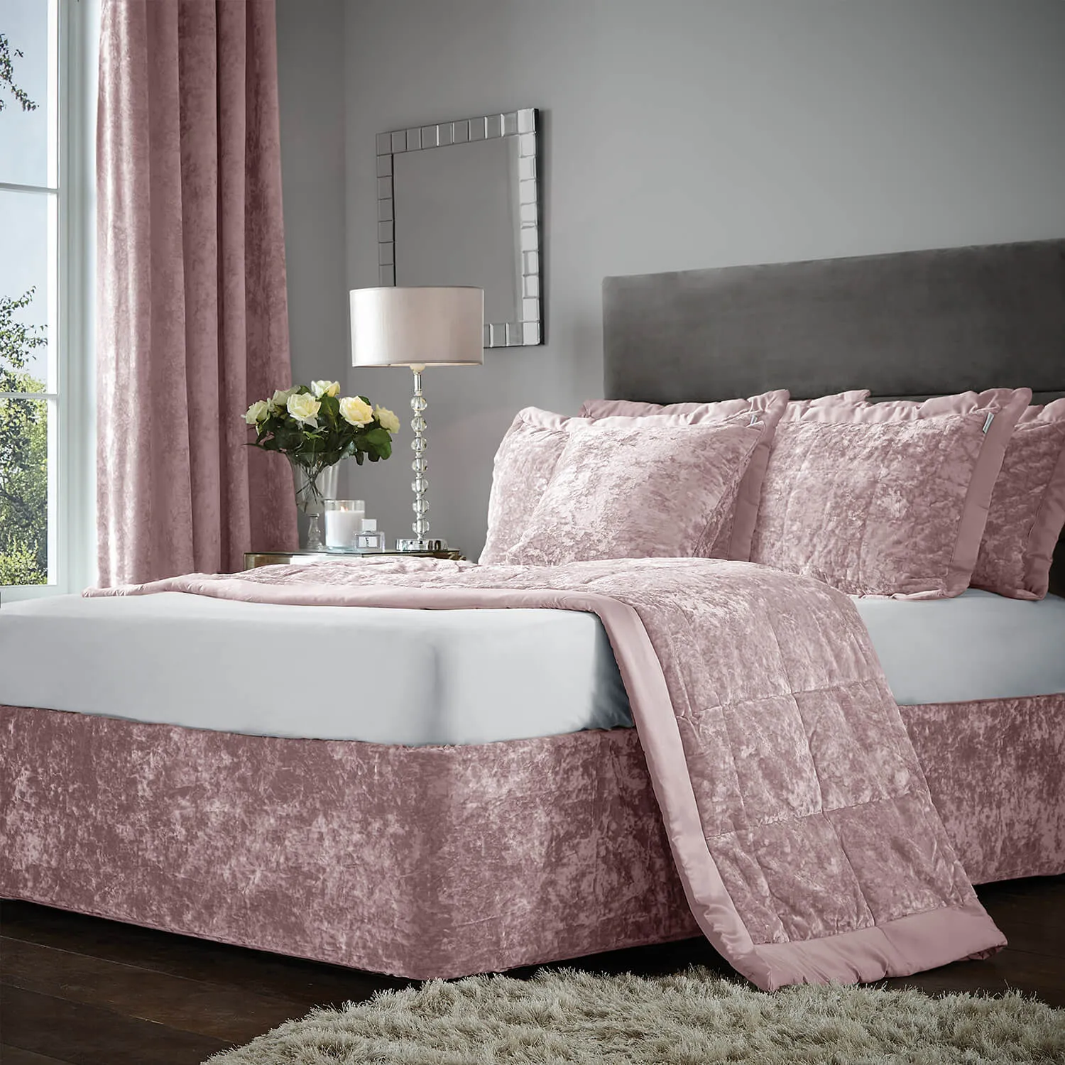 Crushed Velvet Divan Base Wrap - Blush