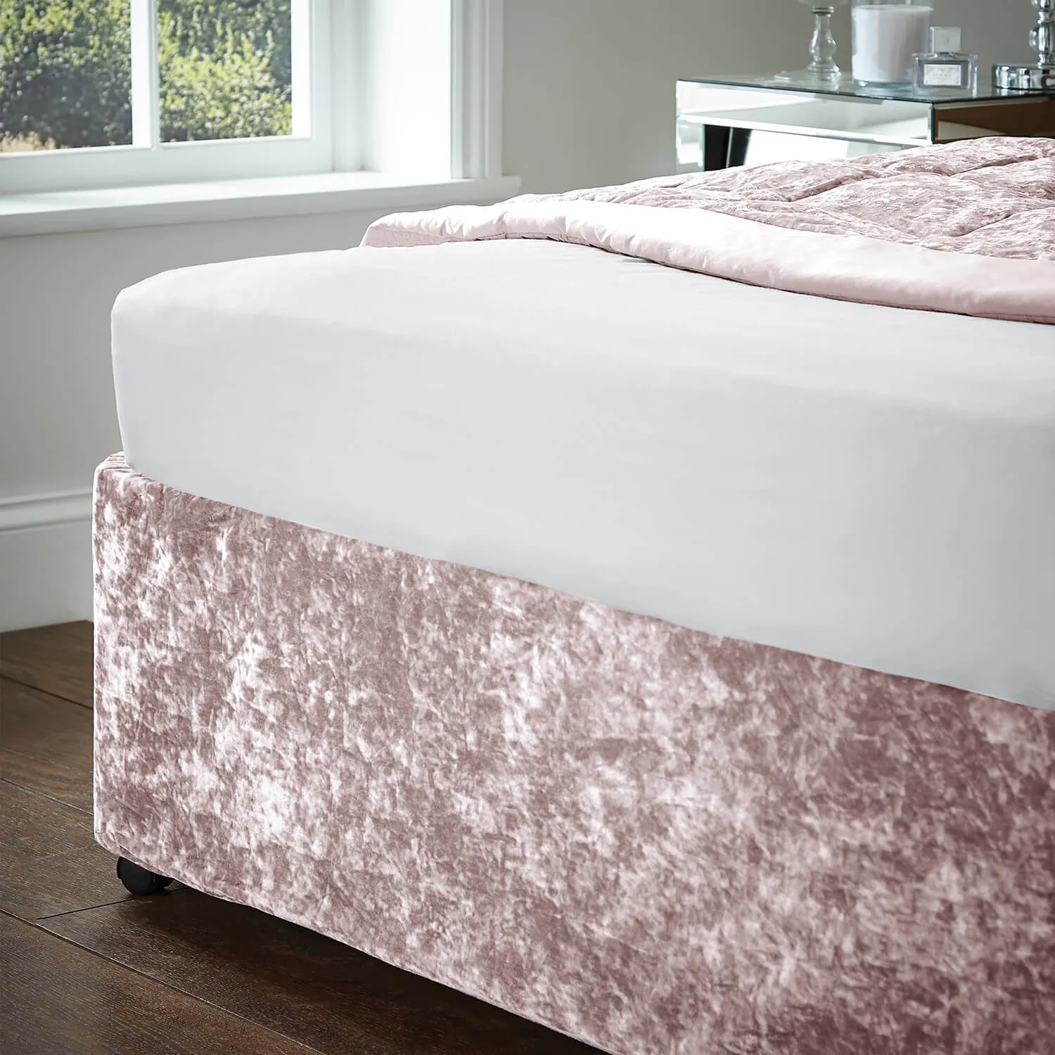 Crushed Velvet Divan Base Wrap - Blush