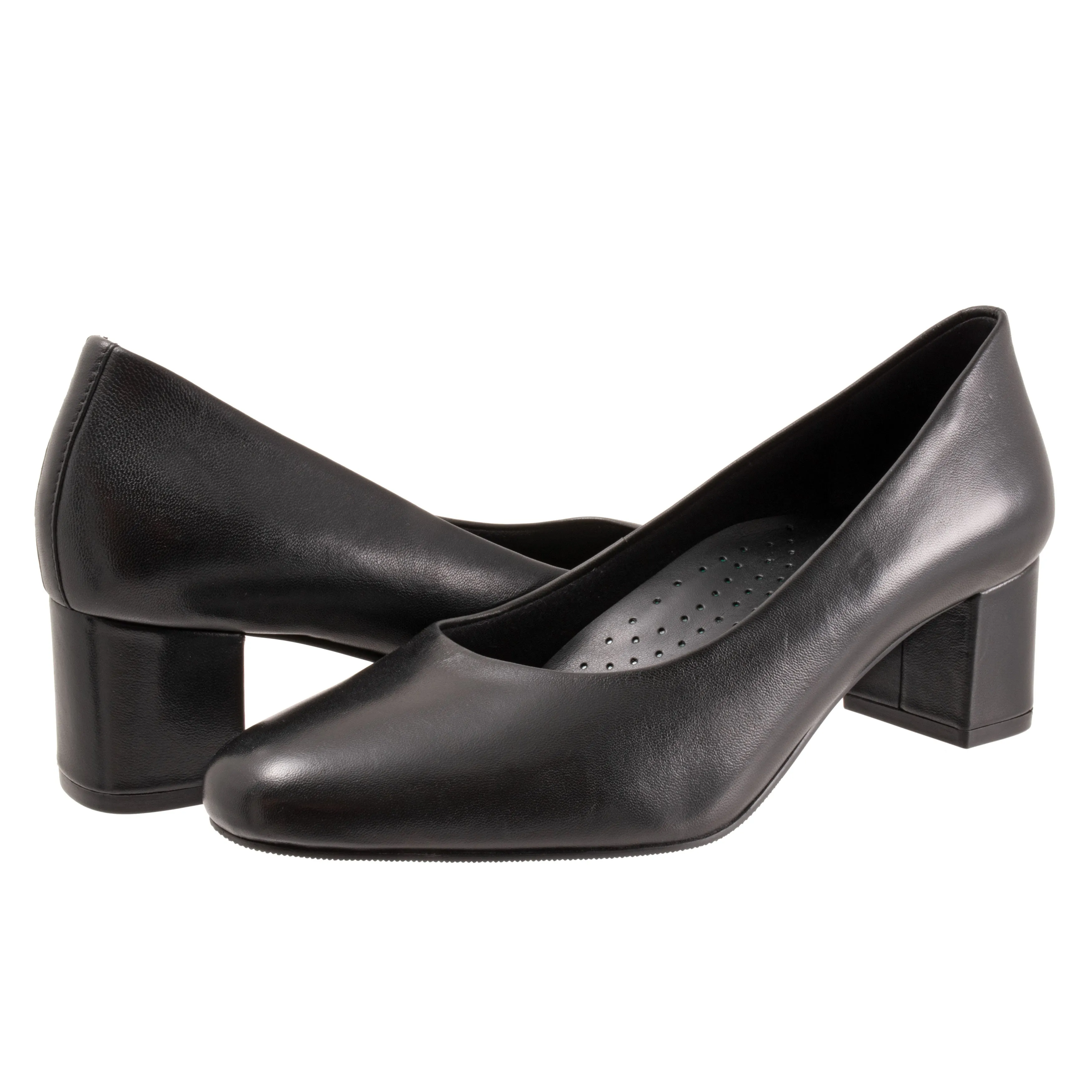 Daria Black Leather Mid Block Heel