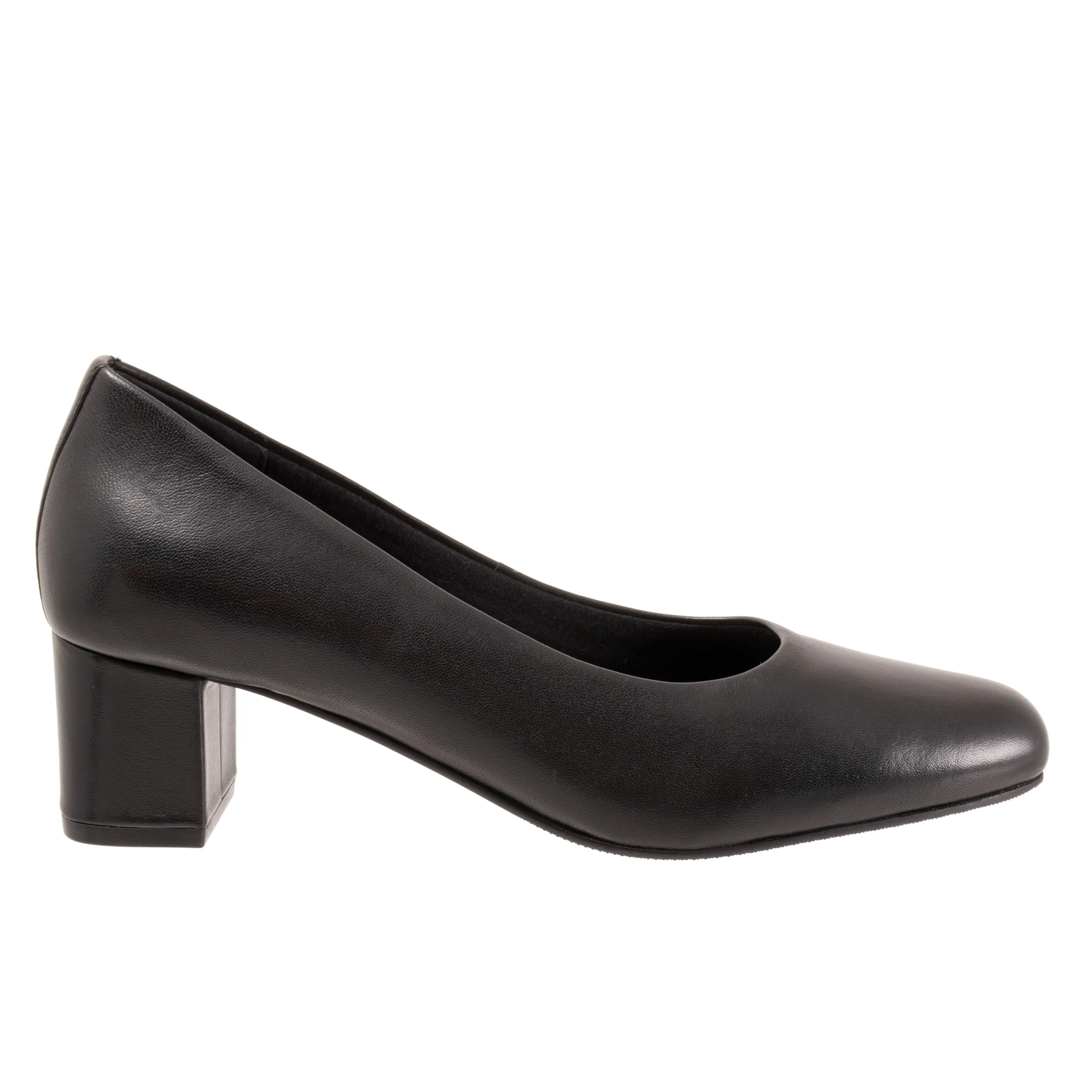 Daria Black Leather Mid Block Heel