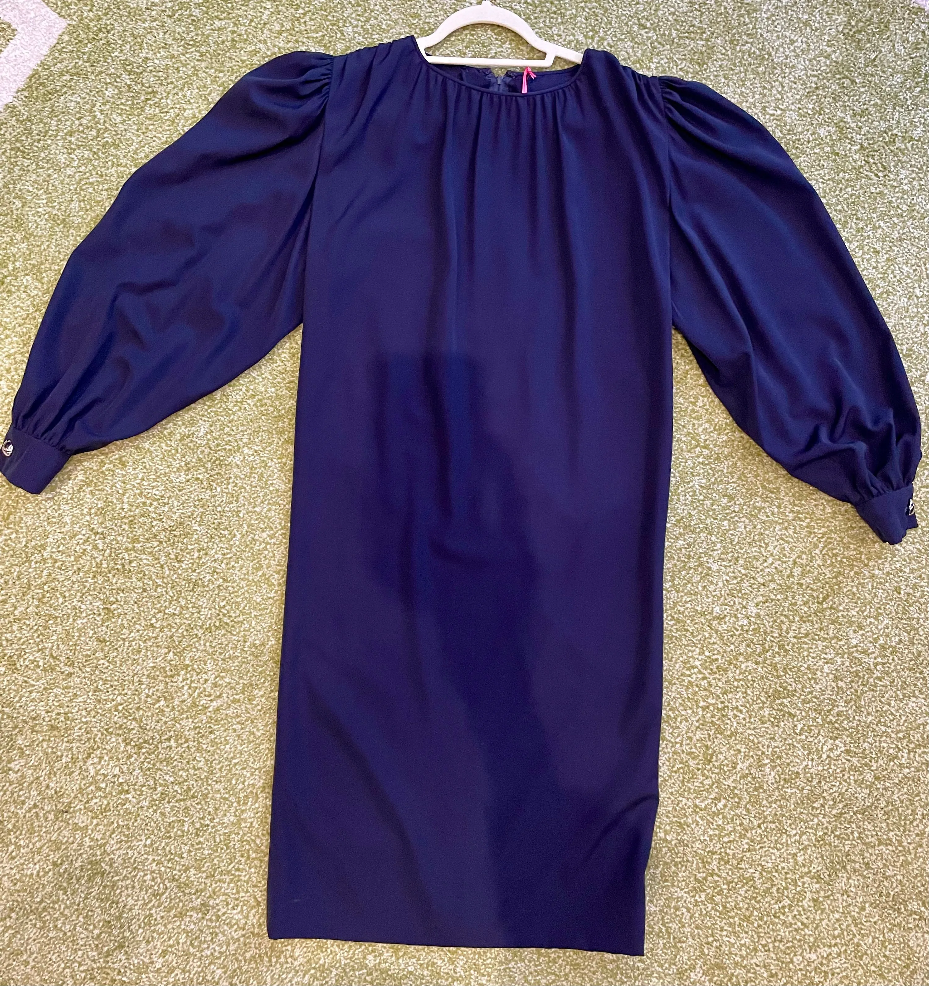 Dark Blue Silk Crepe Dress