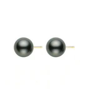 Elegant 18K Gold? 2nd Grade Tahitian Pearl Stud Earrings KE00016