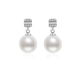 Elegant 18K Solid Gold Freshwater Pearl Earrings KE00067