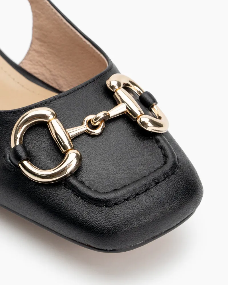 Elegant Buckle Square Toe Slingback Sandals