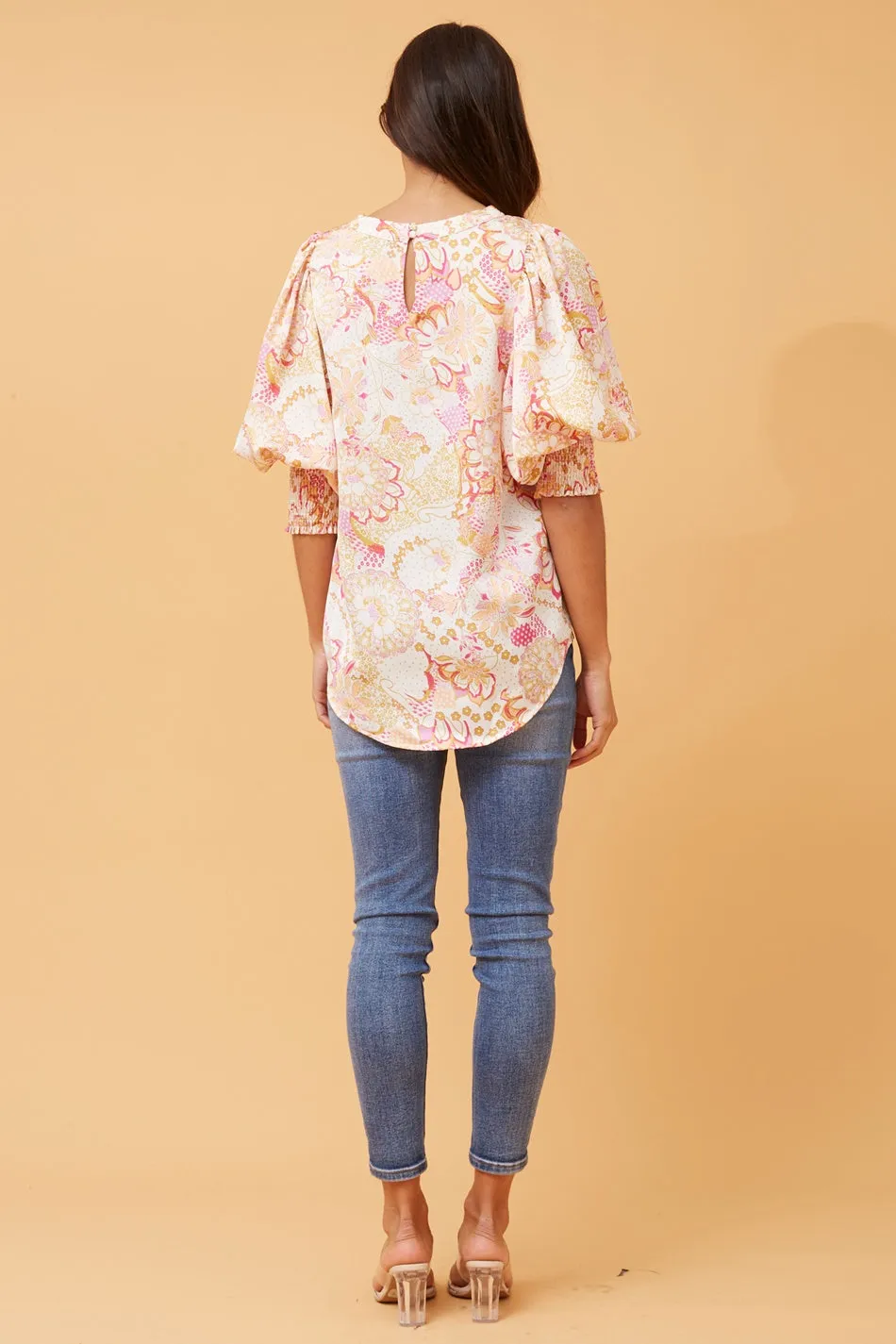 ELEGANT FLORAL SATIN BLOUSE