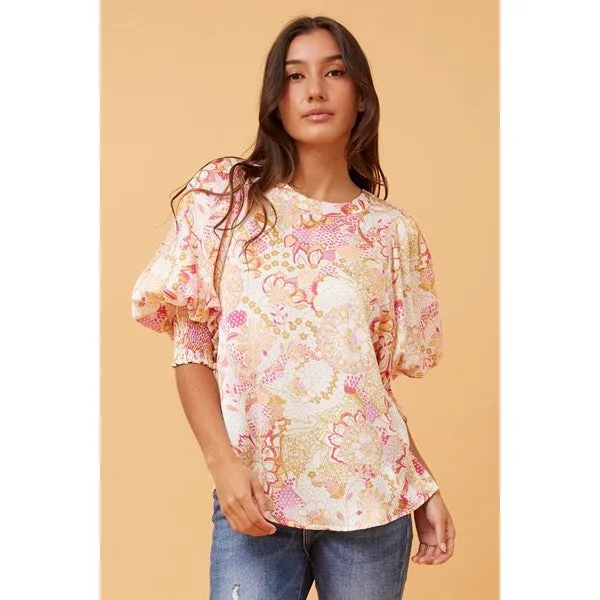 ELEGANT FLORAL SATIN BLOUSE