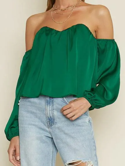 Emerald Cold Shoulder Top