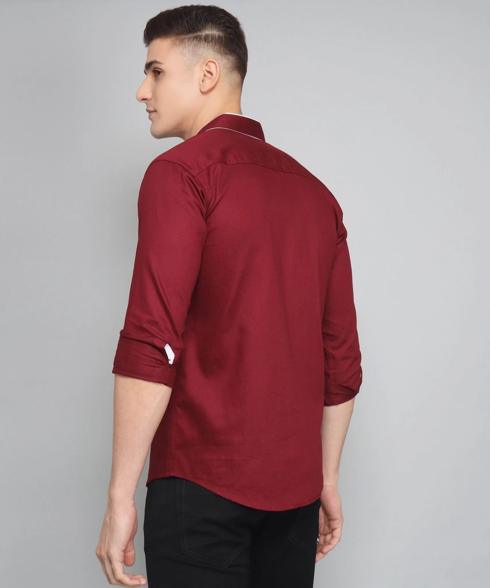 Exclusive TryBuy Premium Maroon Cotton Button-Up Shirt for Men