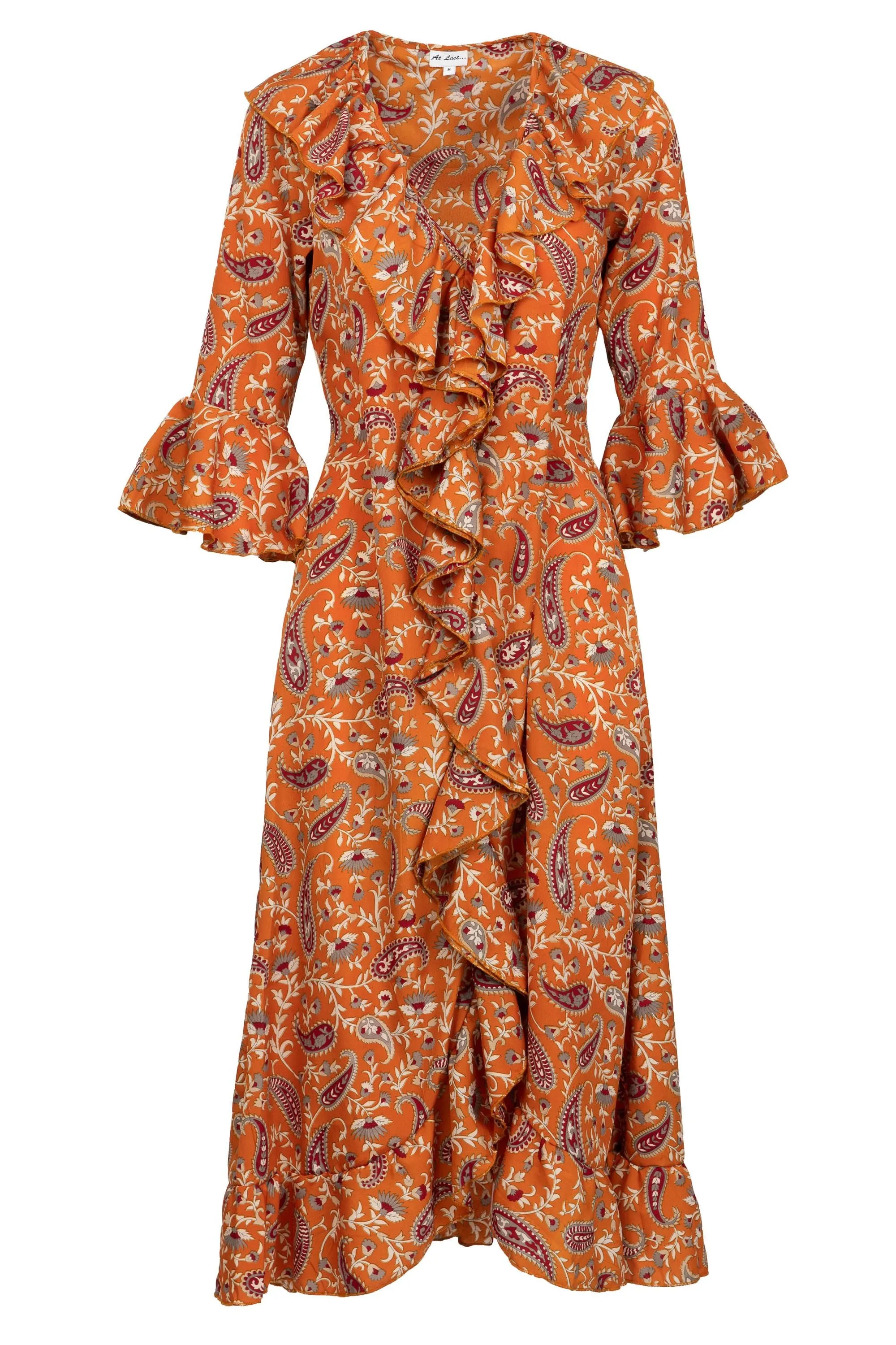 Felicity Midi Dress Ochre Paisley