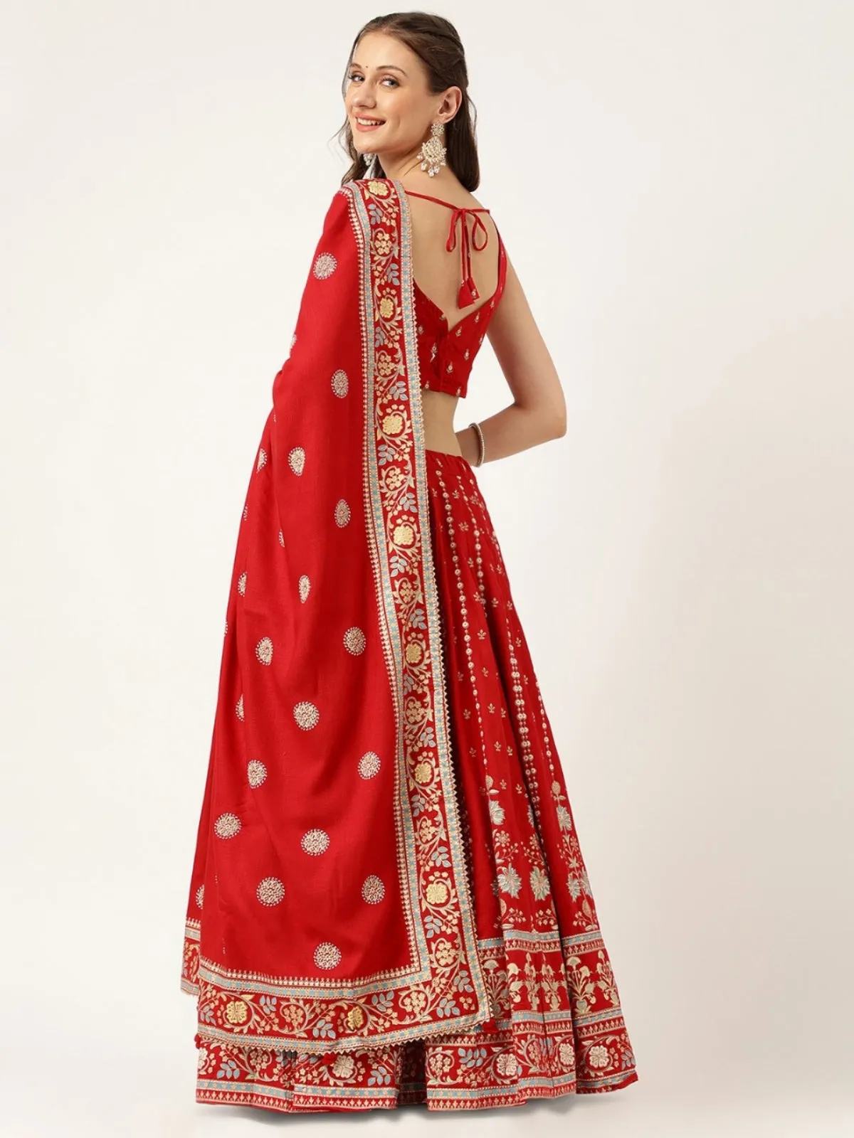 Festive Red Printed Lehenga