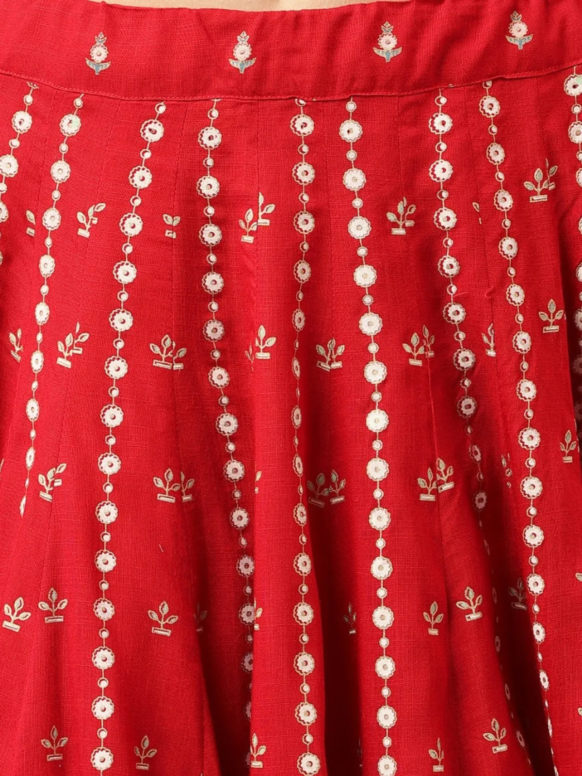 Festive Red Printed Lehenga