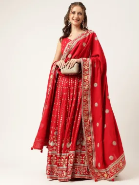 Festive Red Printed Lehenga